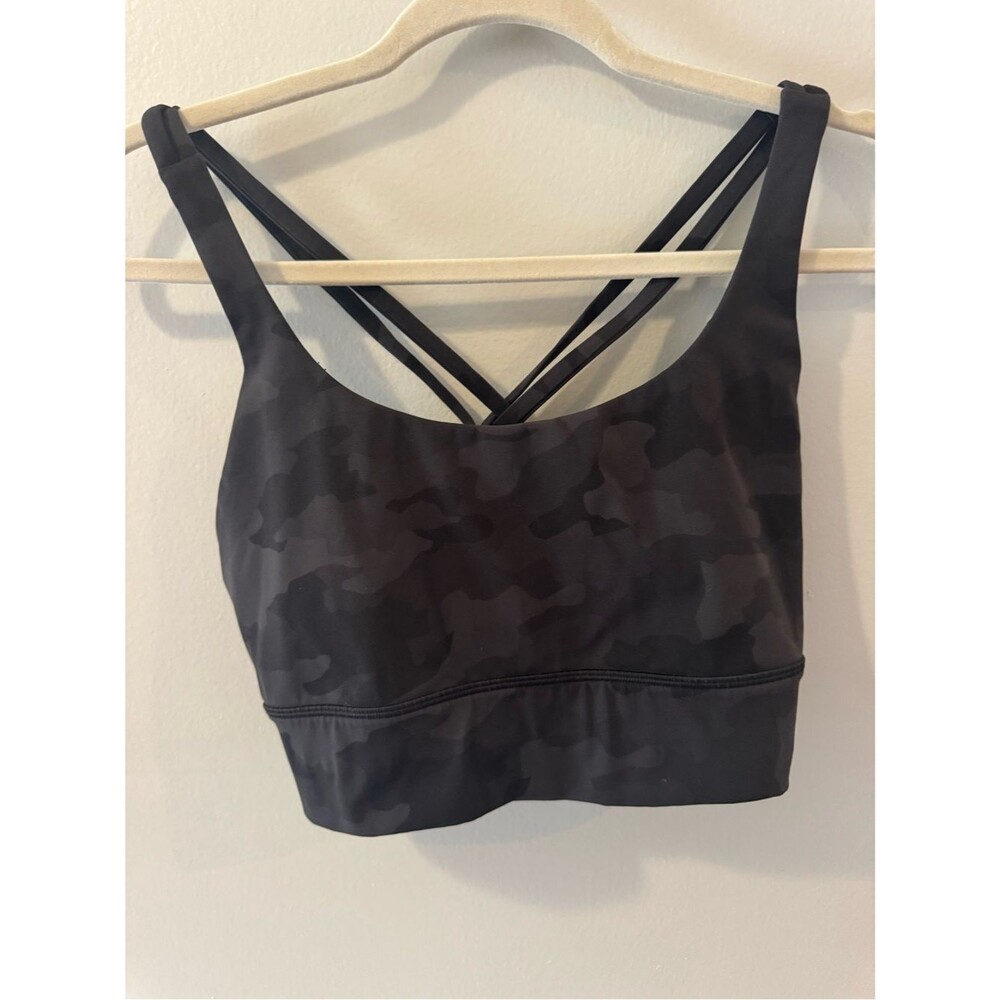 lululemon athletica Black Camo Strappy Back Sports Bra